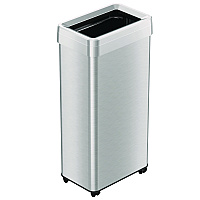 Open Top Trash Can with Wheels, 21 gal, Plastic/Stainless Steel, Silver (HLS21UOTM)