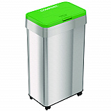 Open Top Compost Bin with Wheels and Color-Coded Lid, 21 gal, Plastic/Stainless Steel, Silver/Green (HLS21UOTMCOP)