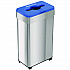 Open Top Recycling Bin with Wheels and Color-Coded Lid, 21 gal, Plastic/Stainless Steel, Silver/Blue (HLS21UOTMREC)