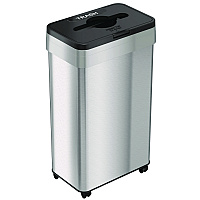 Open Top Trash Bin with Wheels and Color-Coded Lid, 21 gal, Plastic/Stainless Steel, Silver/Black (HLS21UOTMTRS)