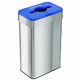Open Top Recycle Bin with Color-Coded Lid, 21 gal, Plastic/Stainless Steel, Silver/Blue (HLS21UOTREC)