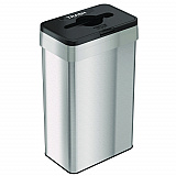 Open Top Trash Can with Color-Coded Lid, 21 gal, Plastic/Stainless Steel, Silver/Black (HLS21UOTTRS)