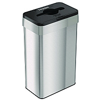 Open Top Trash Can with Color-Coded Lid, 21 gal, Plastic/Stainless Steel, Silver/Black (HLS21UOTTRS)
