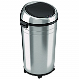 Extra-Large Sensor Trash Can with Wheels, 23 gal, Plastic/Stainless Steel, Silver/Black (HLS23RC)