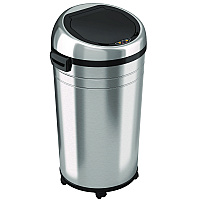 Extra-Large Sensor Trash Can with Wheels, 23 gal, Plastic/Stainless Steel, Silver/Black (HLS23RC)