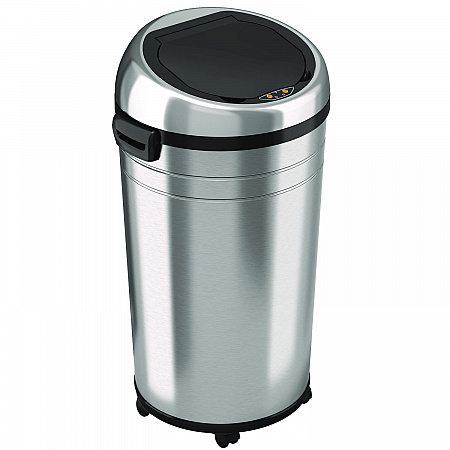 Extra-Large Sensor Trash Can with Wheels, 23 gal, Plastic/Stainless Steel, Silver/Black (HLS23RC)