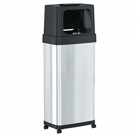 Dual Push Door Trash Can, 24 gal, Stainless Steel, Silver/Black (HLS24DPO)