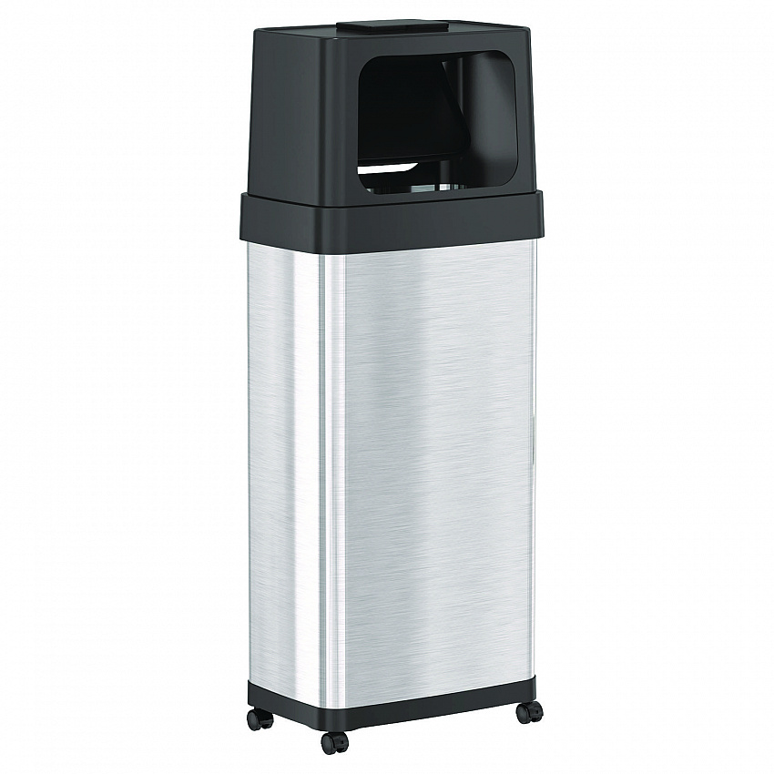 Dual Push Door Trash Can, 24 gal, Stainless Steel, Silver/Black (HLS24DPO)
