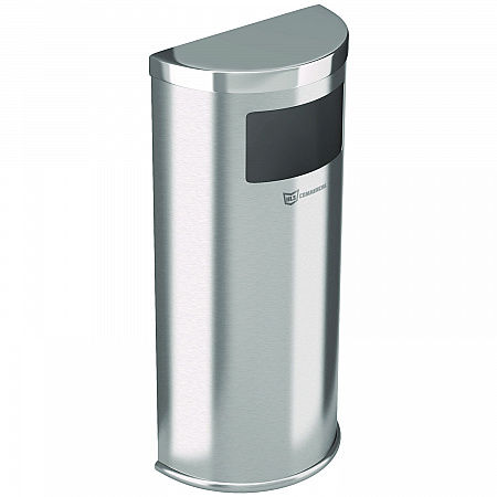 Side-Entry Trash Can with Wall Mount, 9 gal, Stainless Steel, Silver (HLSC01G09A)