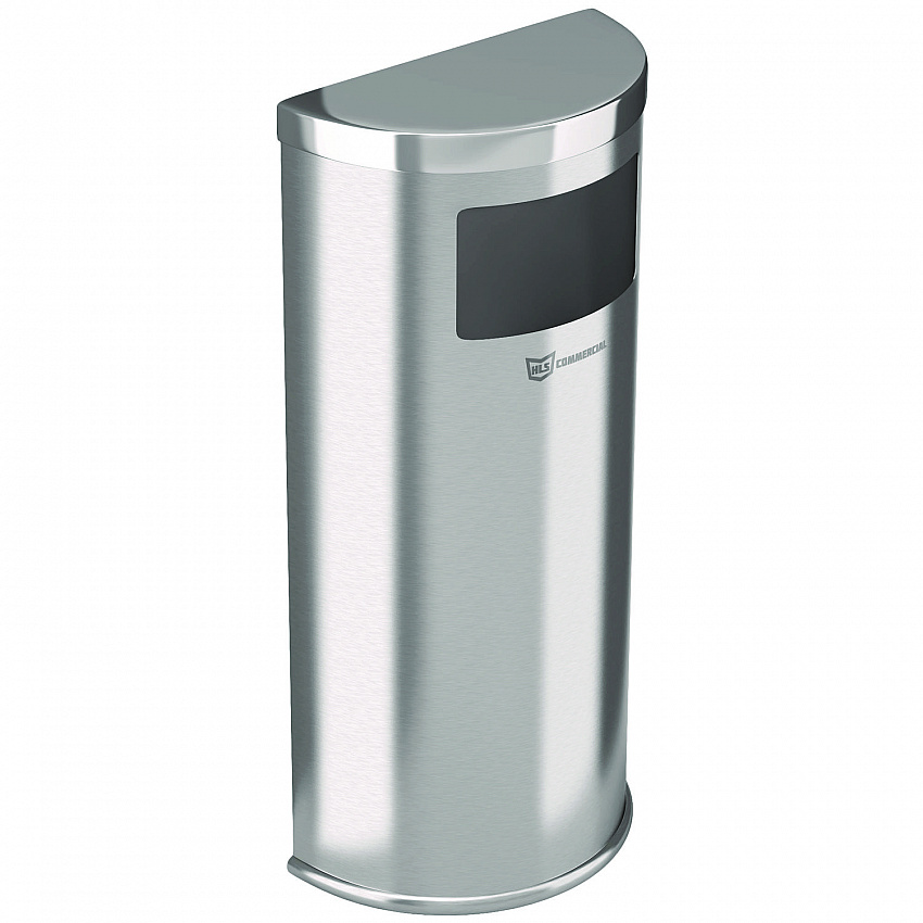 Side-Entry Trash Can with Wall Mount, 9 gal, Stainless Steel, Silver (HLSC01G09A)