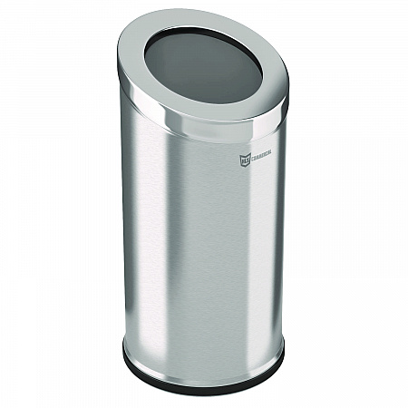 Beveled Open Top Trash Can, 15 gal, Stainless Steel, Silver (HLSC04G15A)