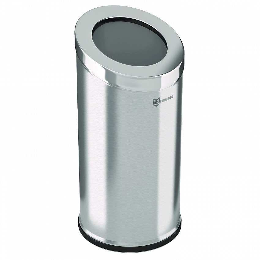 Beveled Open Top Trash Can, 15 gal, Stainless Steel, Silver (HLSC04G15A)