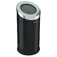 Beveled Open Top Trash Can, 15 gal, Stainless Steel, Black (HLSC04G15B)