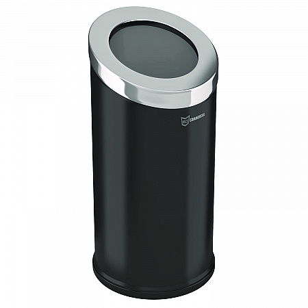 Beveled Open Top Trash Can, 15 gal, Stainless Steel, Black (HLSC04G15B)