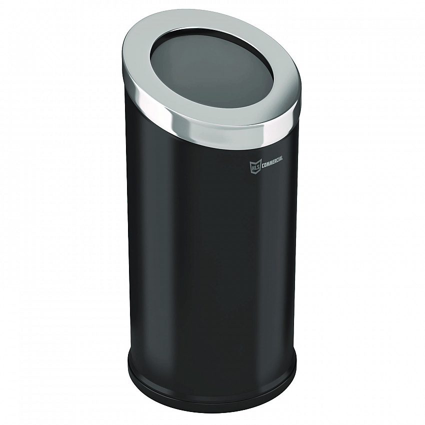 Beveled Open Top Trash Can, 15 gal, Stainless Steel, Black (HLSC04G15B)