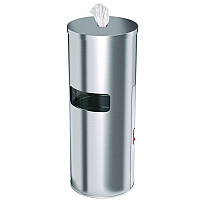 Side-Entry Trash Can with Gym Wipe Dispenser, 9 gal, Stainless Steel, Silver (HLSC09WSR)