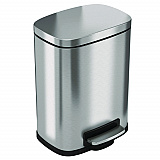 Step Pedal Trash Can, 1.3 gal, Plastic/Stainless Steel, Silver (HLSS01R)