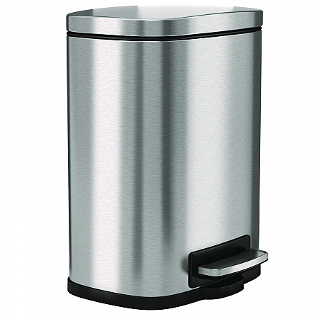 Fire-Resistant Step Pedal Trash Can, 1.3 gal, Plastic/Stainless Steel, Silver (HLSS01RFR)