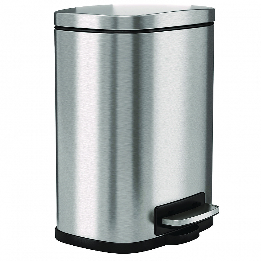 Fire-Resistant Step Pedal Trash Can, 1.3 gal, Plastic/Stainless Steel, Silver (HLSS01RFR)