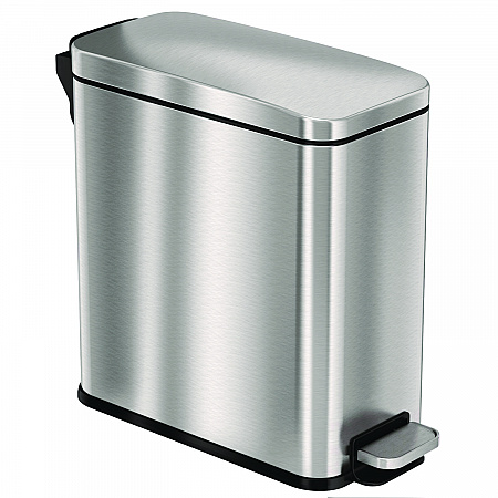 Step Pedal Trash Can, 3 gal, Plastic/Stainless Steel, Silver (HLSS03R)