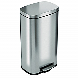 Step Pedal Trash Can, 8 gal, Plastic/Stainless Steel, Silver (HLSS08R)