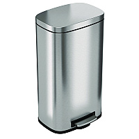 Step Pedal Trash Can, 8 gal, Plastic/Stainless Steel, Silver (HLSS08R)