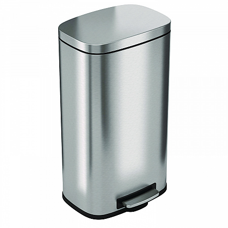 Step Pedal Trash Can, 8 gal, Plastic/Stainless Steel, Silver (HLSS08R)