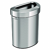 Open Top Trash Can, Half-Round, 18 gal, Plastic/Stainless Steel, Silver (HLS18DOT)