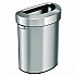 Open Top Trash Can, Half-Round, 18 gal, Plastic/Stainless Steel, Silver (HLS18DOT)