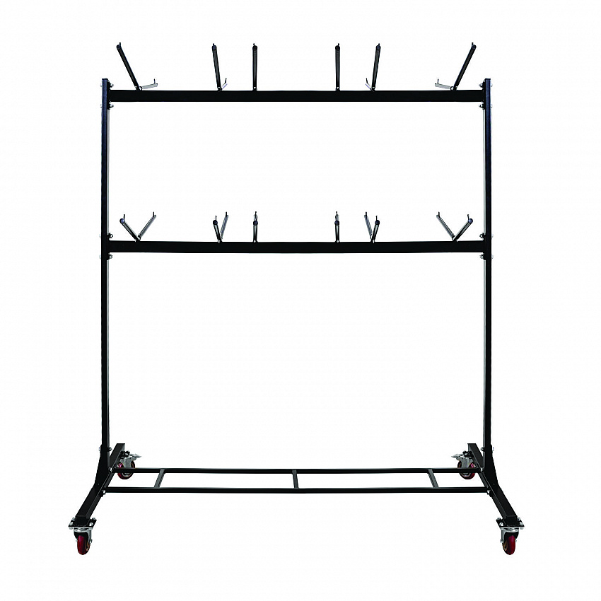 Steel Folding Chair Two-Tier Utility Cart, Metal, 1,000 lb Capacity, 33 x 65 x 68.5, Black (I69003)