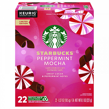 Peppermint Mocha K-Cup, 22/Box, 4/Carton (12437832CT)