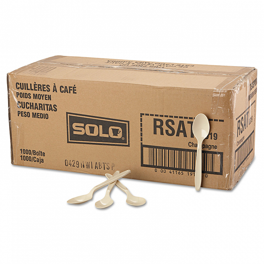 Reliance Mediumweight Cutlery, Spoon, Plastic, Champagne, 1,000/Carton (RSAT)