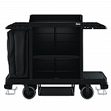 Standard Housekeeping Cart, Plastic, 1 Shelf, 24" x 62.13" x 49.75", Black (HKC1000)