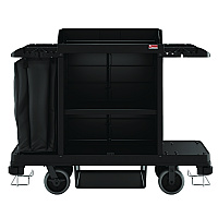 Standard Housekeeping Cart, Plastic, 1 Shelf, 24" x 62.13" x 49.75", Black (HKC1000)