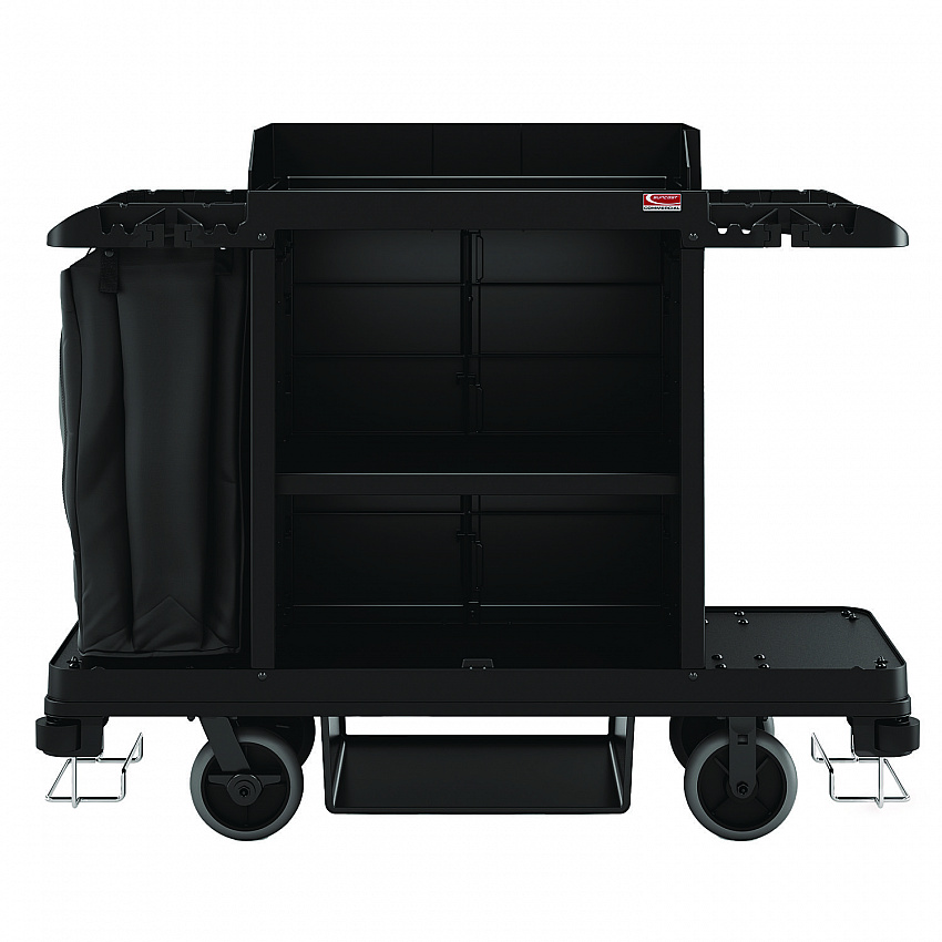 Standard Housekeeping Cart, Plastic, 1 Shelf, 24" x 62.13" x 49.75", Black (HKC1000)