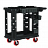 Heavy Duty Plus Utility Cart, Plastic, 2 Shelves, 6 Bins, 500 lb Capacity, 19.5