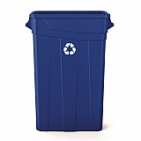 23 Gallon Resin Slim Recycling Trash Can, Plastic, Blue/White (TCNH2030BLR)