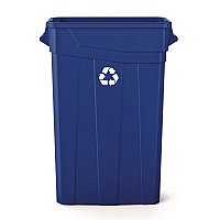 23 Gallon Resin Slim Recycling Trash Can, Plastic, Blue/White (TCNH2030BLR)
