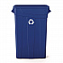 23 Gallon Resin Slim Recycling Trash Can, Plastic, Blue/White (TCNH2030BLR)