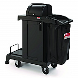 High Security Housekeeping Cart, Plastic, 1 Shelf, 3 Bins, 23.19 x 53.23 x 53.02, Black (CCH255A)