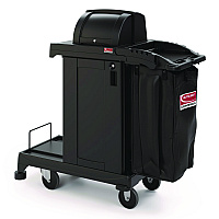 High Security Housekeeping Cart, Plastic, 1 Shelf, 3 Bins, 23.19 x 53.23 x 53.02, Black (CCH255A)