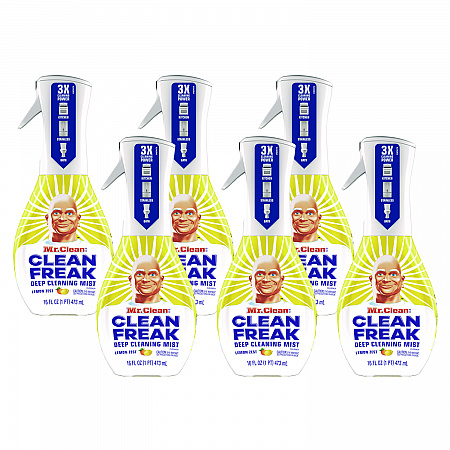 Clean Freak Deep Cleaning Mist Multi-Surface Spray, Lemon Scent, 16 oz Spray Bottle, 6/Carton (79129)