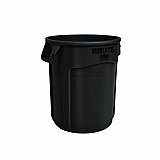 Vented Round Brute Container, 32 gal, Plastic, Black, 6/Carton (1867531CT)