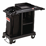 Compact Standard Housekeeping Cart, Plastic, 1 Shelf, 23.25" x 53.18" x 46.57", Black (HKCCT100)