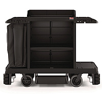 Partially Assembled Premium Housekeeping Cart, Plastic, 1 Shelf, 24 x 62.13 x 49.75, Black (HKC2002)