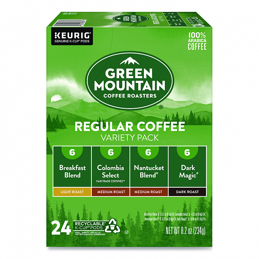 Regular Variety Pack Coffee K-Cups, Assorted Flavors, 24/Box (9974)
