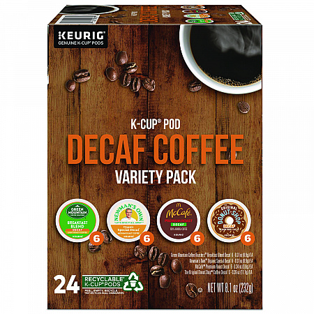 Decaf Variety Coffee K-Cups, Assorted Flavors, 0.38 oz K-Cup, 24/Box (9977)