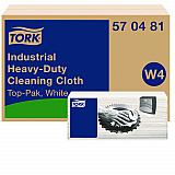 Industrial Heavy-Duty Cleaning Cloth, 1-Ply, 13.97 x, 4.25, Unscented, White, 60 Cloths, 4/Carton (570481)