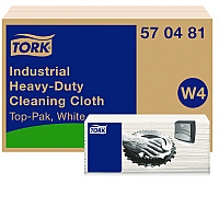 Industrial Heavy-Duty Cleaning Cloth, 1-Ply, 13.97 x, 4.25, Unscented, White, 60 Cloths, 4/Carton (570481)
