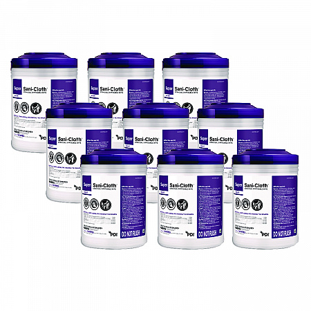 Super Sani-Cloth Germicidal Disposable Wipes, 1-Ply, 6 x 6.75, Unscented, White, 160/Canister, 12 Canisters/Carton (Q55172)
